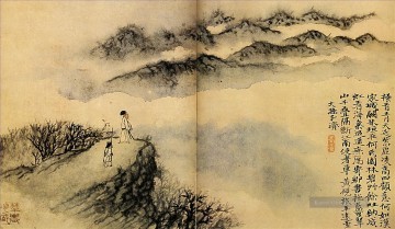 Shitao letzte Wanderung 1707 alte China Tinte Ölgemälde